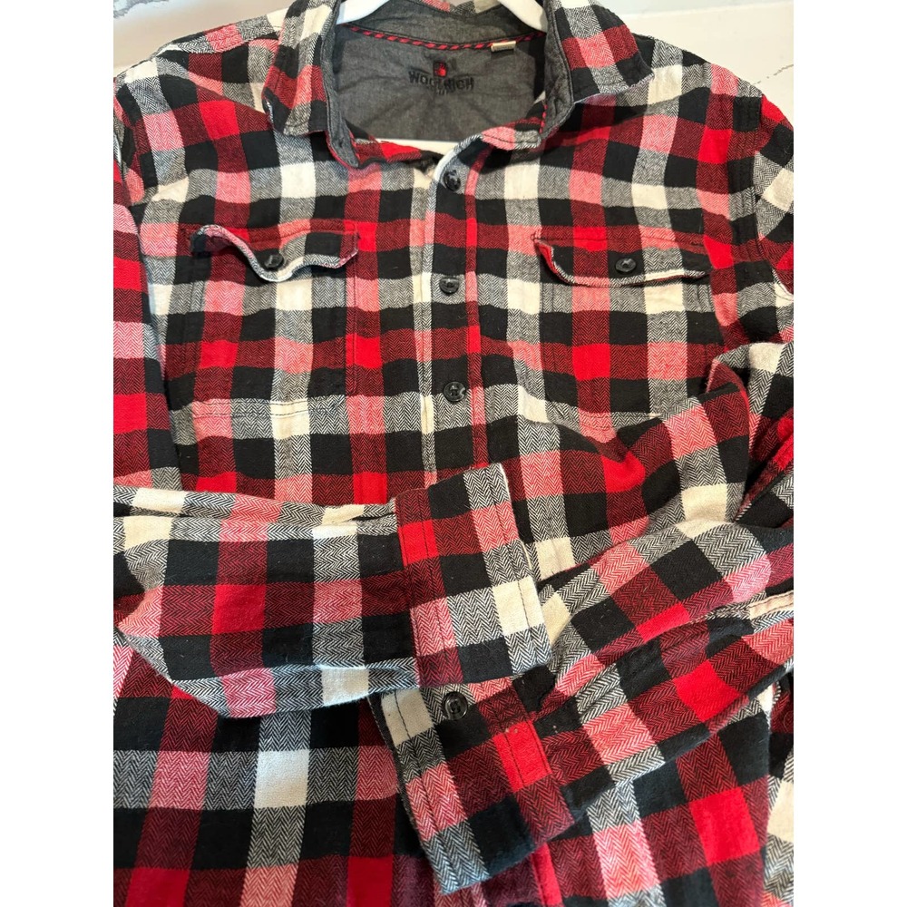 Woolrich Men's Flannel Long-Sleeve Shirt Size Large Red Black - Picture 5 of 7